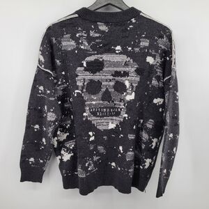 Skull Cashmere Black White Gray Sweater XS Crewneck Sweater Womens
